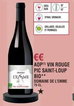 E.Leclerc Aop vin rouge pic saint-loup l'emme bio domaine de l'emme offre