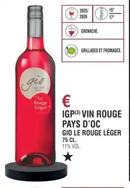 E.Leclerc Igp vin rouge pays d'oc gio le rouge léger offre
