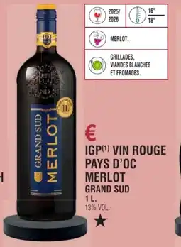 E.Leclerc Igp vin rouge pays d'oc merlot grand sud offre