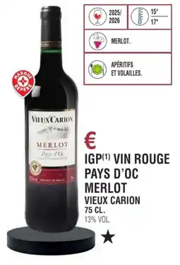 E.Leclerc Igp vin rouge pays d'oc merlot vieux carion offre