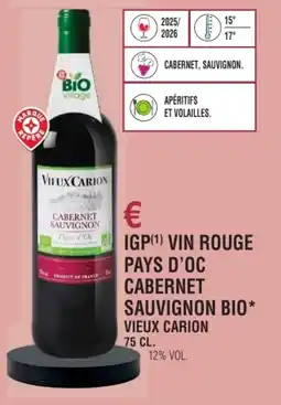 E.Leclerc Igp vin rouge pays d'oc cabernet sauvignon bio vieux carion offre