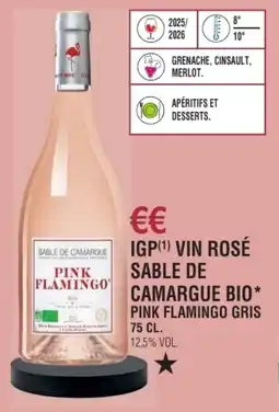 E.Leclerc Igp vin rosé sable de camargue bio pink flamingo gris offre