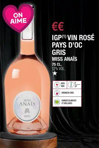 Igp vin rosé pays d'oc gris miss anaïs