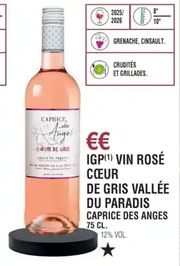 E.Leclerc Igp vin rosé cœur de gris vallée du paradis caprice des anges offre