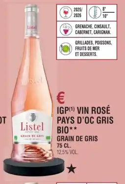 E.Leclerc Igp vin rosé pays d'oc gris bio grain de gris offre