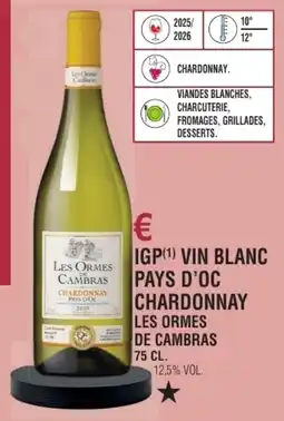 E.Leclerc Igp vin blanc pays d'oc chardonnay de cambras offre