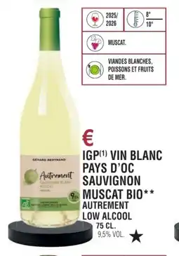 E.Leclerc Igp vin blanc pays d'oc sauvignon 9 muscat bio autrement low alcool offre