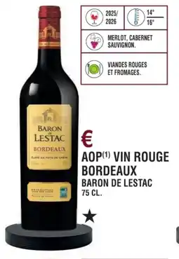 E.Leclerc Aop vin rouge bordeaux baron de lestac offre