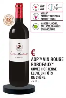 E.Leclerc Aop vin rouge bordeaux cuvée hortense élevé en fûts de chêne offre