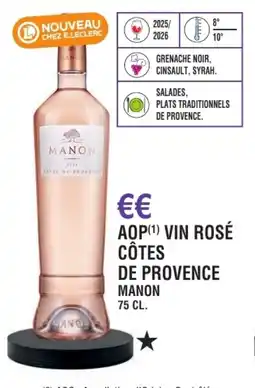 E.Leclerc Aop vin rosé côtes de provence manon offre