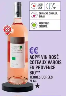 E.Leclerc Aop vin rosé coteaux varois en provence bio terres ocrées offre