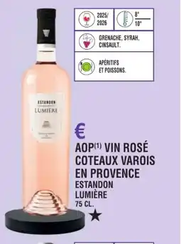 E.Leclerc Aop vin rosé coteaux varois en provence estandon lumière offre