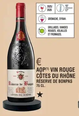 E.Leclerc Aop vin rouge côtes du rhône réserve de bonpas offre