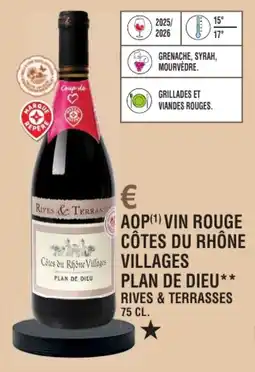 E.Leclerc Aop vin rouge côtes du rhône villages plan de dieu rives & terrasses offre