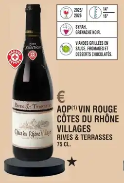 E.Leclerc Aop vin rouge côtes du rhône villages rives & terrasses offre