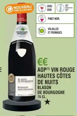 E.Leclerc Aop vin rouge hautes côtes de nuits blason de bourgogne offre