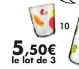 E.Leclerc Lot de 3 verres gioia en verre 3 décors différents offre