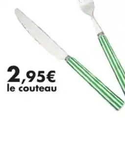 E.Leclerc Couverts rayures vert en inox et manche en porcelaine couteau de table offre