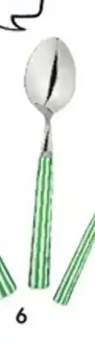 E.Leclerc Couverts rayures vert en inox et manche en porcelaine cuillère offre