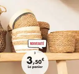 E.Leclerc Panier de rangement en jonc de mer tréssé et coton blanc offre