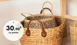 E.Leclerc Panier Belize en jacinthe d'eau et anses en simili cuir offre