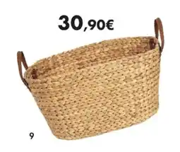 E.Leclerc Panier Belize en jacinthe d'eau et anses en simili cuir offre
