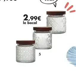 E.Leclerc Bocal en verre à reliefs 50cl avec couvercle acacia 3 motifs disponibles offre