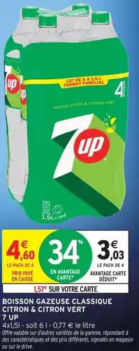 Intermarché Hyper 7up boisson gazeuse classique citron & citron vert offre