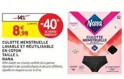 Intermarché Hyper Nana culotte menstruelle lavable et réutilisable en coton taille l offre