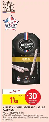Intermarché Savernou mini stick saucisson sec nature offre