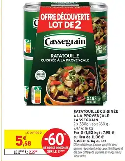 Intermarché Cassegrain ratatouille cuisinée à la provençale offre