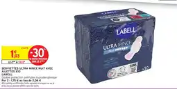 Intermarché Labell serviettes ultra mince nuit avec ailettes x10 offre