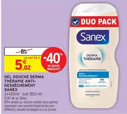 Intermarché Sanex gel douche derma thérapie anti-dessèchement offre