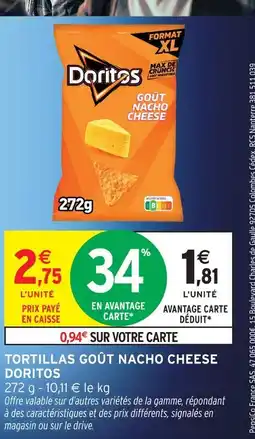 Intermarché Doritos tortillas goût nacho cheese offre