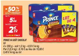 Netto Lu prince x4 goût chocolat offre