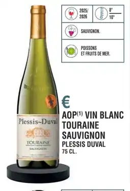 E.Leclerc Aop vin blanc touraine sauvignon plessis duval offre