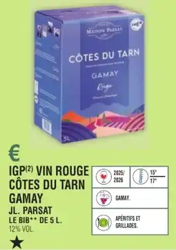 E.Leclerc Igp vin rouge côtes du tarn gamay jl. parsat offre