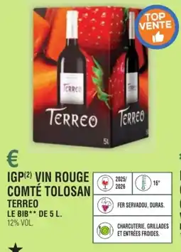 E.Leclerc Igp vin rouge comté tolosan terreo offre