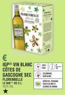 E.Leclerc Igp vin blanc côtes de gascogne sec florenbelle offre