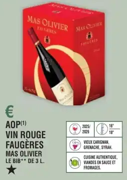 E.Leclerc Aop vin rouge faugères mas olivier offre