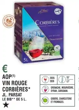 E.Leclerc Aop vin rouge corbières jl. parsat offre