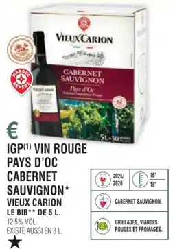E.Leclerc Igp vin rouge pays d'oc cabernet sauvignon vieux carion offre