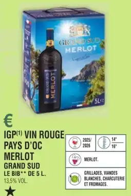 E.Leclerc Igp vin rouge pays d'oc merlot grand sud offre
