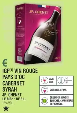 E.Leclerc Igp vin rouge pays d'oc cabernet syrah jp. chenet offre