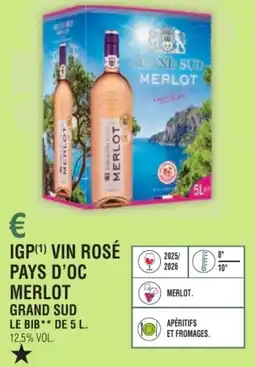 E.Leclerc Igp vin rosé pays d'oc merlot grand sud offre