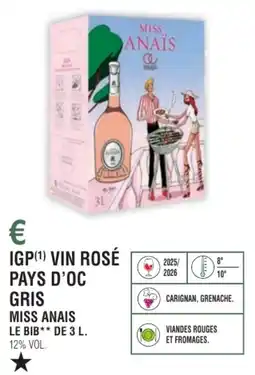 E.Leclerc Igp vin rosé pays d'oc gris miss anais offre