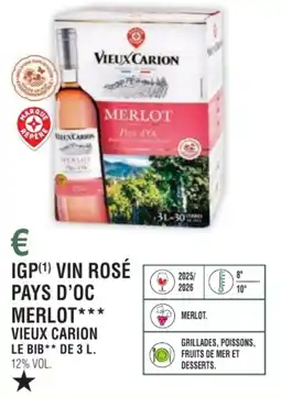 E.Leclerc Igp vin rosé pays d'oc merlot vieux carion offre