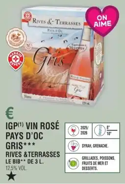 E.Leclerc Igp vin rosé pays d'oc gris rives & terrasses offre