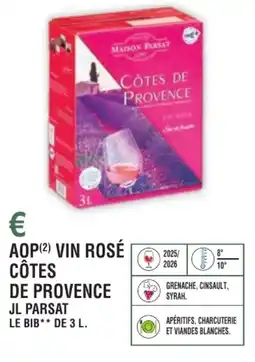 E.Leclerc Aop vin rosé côtes de provence jl parsat offre