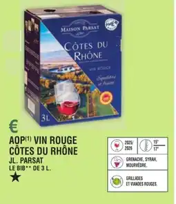 E.Leclerc Aop vin rouge côtes du rhône jl. parsat offre